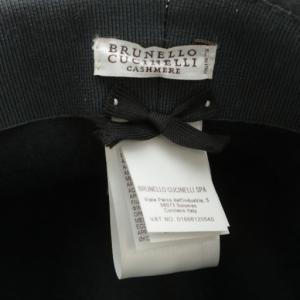 BRUNELLO CUCINELLI モニーレ装飾 中折れ ハット カシミヤ M ネイビー イタリア製
