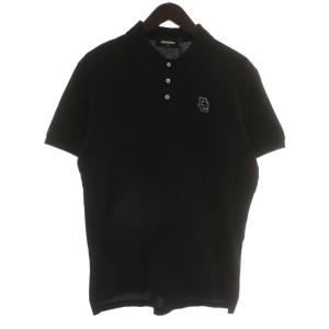 Tennis Fit Polo ポロシャツ 半袖 ロゴ ワッペン M 黒 ブラック S74GL0078