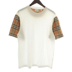 イングランド ENGLAND Tシャツ カットソー 半袖 クルーネック ノバチェック 切り替え S 白