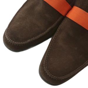 HERMES ローファー スエード 40.5 ブラウン オレンジ