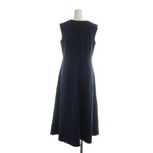 theory luxe 22SS ロングワンピース ノースリーブ フレア ロゴ 38 紺 ネイビー GY19 /MQ