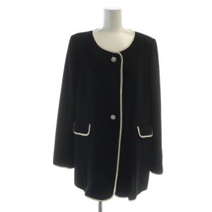 近年モデル ノーカラージャケット ビジューボタン 長袖 シングル ロゴ 40 黒 ブラック GY19 /MQ