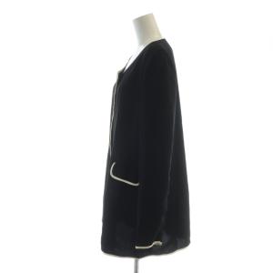 Austin Reed 近年モデル ノーカラージャケット ビジューボタン 長袖 シングル ロゴ 40 黒 ブラック GY19 /MQ