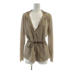 近年モデル ニットカーディガン 長袖 ベルト付き ロゴ 38 ベージュ GY19 /MQ