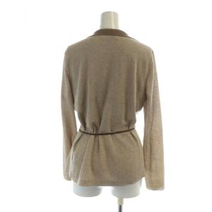 MORABITO 近年モデル ニットカーディガン 長袖 ベルト付き ロゴ 38 ベージュ GY19 /MQ