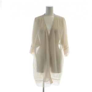 近年モデル カーディガン レース 長袖 ミドル ロゴ 40 ベージュ GY19 /MQ