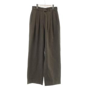 ヴィンテージ ストレートパンツ スラックス 2タック ジップフライ ロゴ イタリア製 42 茶 ブラウン