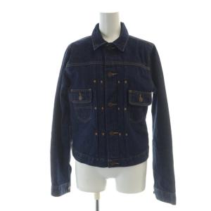 Gジャン デニムジャケット  2nd セカンド レザーパッチ 長袖 ロゴ XS 紺 ネイビー GY19