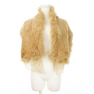 ファーショール ストール ブルーフォックス ラビット 毛皮 切替 絹 シルク ベージュ /AO9 GY01