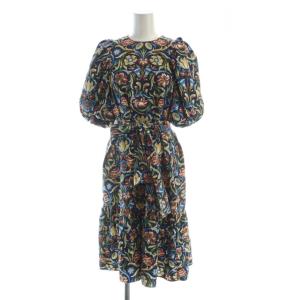 22AW ロングワンピース 五分袖 ロゴ フレア 花柄 総柄 36 S マルチカラー GY01 /MQ
