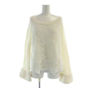 20AW ニット セーター 長袖 ロゴ レース 刺繍 36 S 白 ホワイト GY01 /MQ