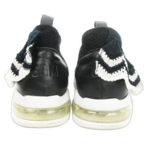 MSGM スニーカー スリッポン エアーソール メッシュ ニットフリル ロゴ 36 23cm 黒 ブラック /AO2