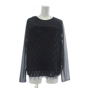 24SS カットジャガード ブラウス カットソー 長袖 シースルー 38 M 紺 ネイビー /XZ GY01