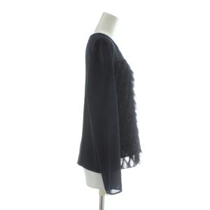 ANAYI 24SS カットジャガード ブラウス カットソー 長袖 シースルー 38 M 紺 ネイビー /XZ GY01