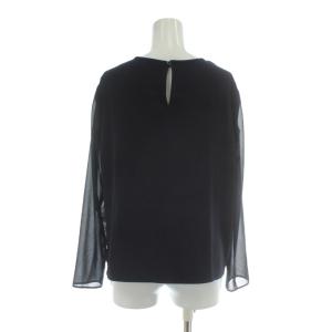 ANAYI 24SS カットジャガード ブラウス カットソー 長袖 シースルー 38 M 紺 ネイビー /XZ GY01