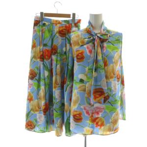 KEITA KAWASAKI Blue tulip ボウタイブラウス スカート セットアップ 上下 ロング