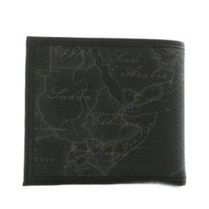 PRIMA CLASSE PRIMACLASSE 財布 二つ折り PVC レザー 地図柄 総柄 黒 ブラック /XZ GY19