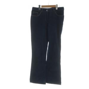 デニムパンツ ジップフライ フレア ロゴ ステッチ インディゴ 青 ブルー GY19 /MQ