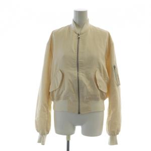 MA-1 ジャケット ブルゾン ジップアップ ロゴ 長袖 絹 シルク M アイボリー GY19 /MQ