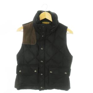 ダウンベスト スタンドカラー ダブルジップ 切替 カシミヤ混 S 黒 ブラック /AO10 GY12