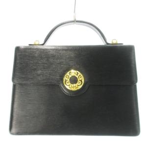 ハンドバッグ 2way ショルダーバッグ レザー 革 ロゴプレート ゴールド金具 黒 ブラック /CK8