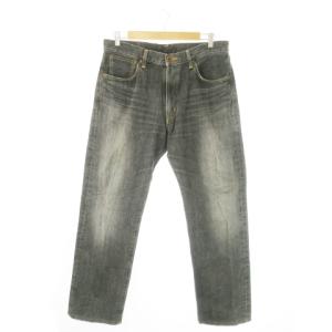 505X デニムパンツ ジーンズ ストレート ウォッシュ加工 赤耳 セルビッチ W34 グレー /AO25