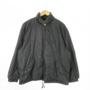 ISLAND ダウンジャケット スタンドカラー ジップアップ ロゴ刺繍 フード収納 黒 ブラック /AO11