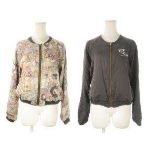 COURTNEY LOVE リバーシブルブルゾン ジャンパー F ピンク ベージュ チャコール グレー