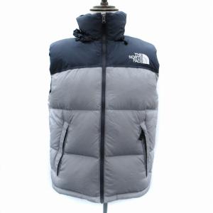 NUPTSE VEST ダウンベスト ジャケット ミドル丈 ナイロン M バイカラー グレー 紺 ネイビー