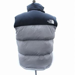 THE NORTH FACE NUPTSE VEST ダウンベスト ジャケット ミドル丈 ナイロン M バイカラー グレー 紺 ネイビー