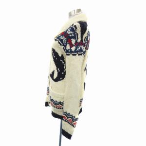 POLO RALPH LAUREN ニットカーディガン ショールカラー ミドル丈 XS マルチカラー オフホワイト /HO30 GY01