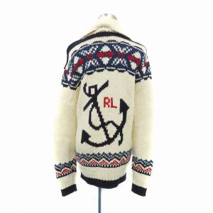 POLO RALPH LAUREN ニットカーディガン ショールカラー ミドル丈 XS マルチカラー オフホワイト /HO30 GY01