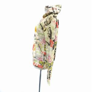 HYSTERIC GLAMOUR ジャケット パーカー ミドル丈 SCRATCH FEVER総柄 S マルチカラー ベージュ /HO23