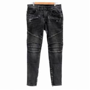 バイカー スキニージーンズ  デニムパンツ ロング丈 32 M 黒 ブラック /HO15 GY01