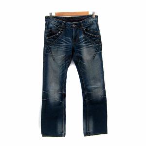デニムパンツ ジーンズ フレアパンツ ブーツカット ロング丈 44 S 紺 ネイビー /SY8 GY01