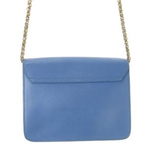FURLA METROPOLIS ショルダーバッグ ポシェット レザー 革 ロゴ刻印 ロック 青 ブルー /CK30