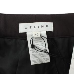 CELINE パンツ スラックス ウール モヘヤ混 ストレート サイドバックル ジップフライ 40 ボルドー 1665