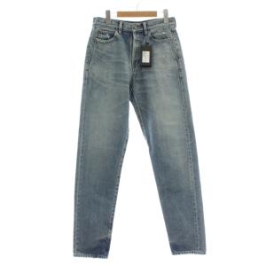 デニムパンツ ジーンズ ストレート ハイウエスト ダメージ加工 ボタンフライ 28 M 青 ブルー 614443
