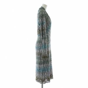 MISSONI ワンピース ウール混 アンゴラ混 カシミヤ混 長袖 ロング Vネック 総柄 インナー付き 40 M マルチカラー