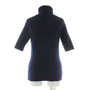 CELINE ニット セーター カシミヤ 五分袖 ハイネック S 紺 ネイビー /XZ GY19