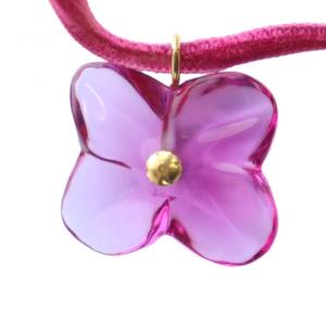 ネックレス クリスタルガラス フラワーモチーフ ピンク