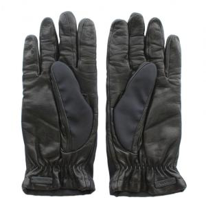 手袋 グローブ 5本指 羊革 ラムレザー ナイロン 切り替え 内側カシミヤ ロゴ 8.5 黒 ブラック