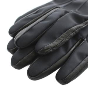 PRADA 手袋 グローブ 5本指 羊革 ラムレザー ナイロン 切り替え 内側カシミヤ ロゴ 8.5 黒 ブラック