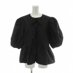 Cotton Poplin Peplum Blouse コットンポプリンペプラムブラウス 38 黒 ブラック