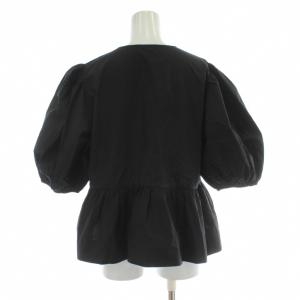 GANNI Cotton Poplin Peplum Blouse コットンポプリンペプラムブラウス 38 黒 ブラック