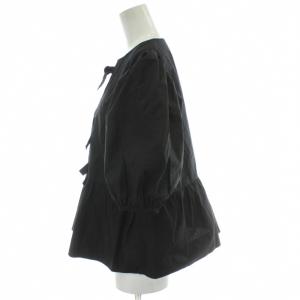 GANNI Cotton Poplin Peplum Blouse コットンポプリンペプラムブラウス 38 黒 ブラック