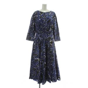 22AW アブストラクトパターン ドレス ワンピース 40 ネイビー ブラック