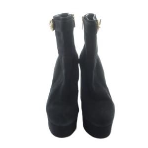Gianvito Rossi 厚底 ショートブーツ スエード プラットフォーム チャンキーヒール 37 24cm 黒 ブラック GY19
