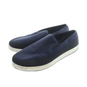 PRADA SPORT スリッポン シューズ 靴 ロゴ 8 27cm 紺 ネイビー GY19 /MQ OH