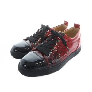 Christian Louboutin スニーカー シューズ 靴 ロゴ エナメル 総柄 グラデーション 36.5 23.5cm 黒 ブラック 赤